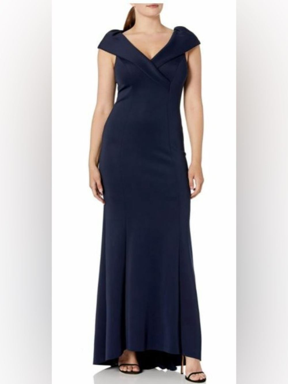 Jessica Howard Women's Sleeveless Portrait Collar Gown Navy Size 10 - Picture 2 of 16
